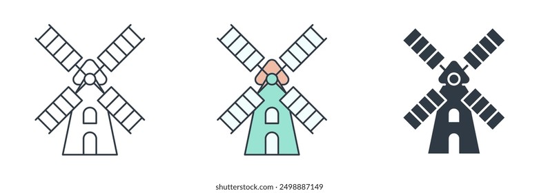 Windmill icon symbol vector illustration isolated on white background