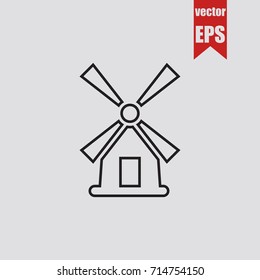 Windmill icon in trendy isolated on grey background.Vector illustration.