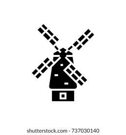 windmill icon, vector illustration, black sign on isolated background