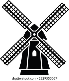 Windmill icon vector illustration design template. Windmill vector icon isolated on white background. Windmill icon simple and modern.