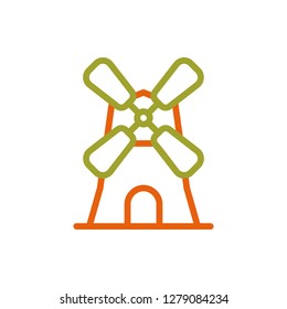 Windmill Icon Vector Illustration in Line Style for Any Purpose