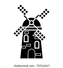 windmill  icon, vector illustration, sign on isolated background