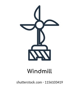 Windmill icon vector isolated on white background, Windmill transparent sign , thin symbols or lined elements in outline style