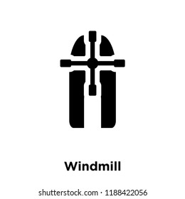 Windmill icon vector isolated on white background, logo concept of Windmill sign on transparent background, filled black symbol