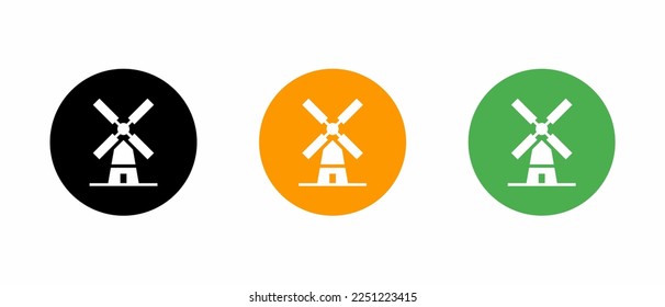 Windmill icon vector template illustration set. Stock vector.