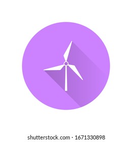 Windmill Icons with a long shadow. Ecology Vector trendy colored symbols. Eco concept