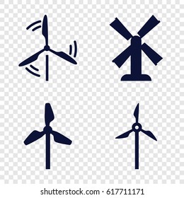 Windmill icons set. set of 4 windmill filled icons such as 