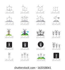 Windmill Icons Set - Isolated On White Background - Vector Illustration, Graphic Design Editable For Your Design