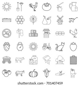 Windmill icons set. Outline style of 36 windmill vector icons for web isolated on white background