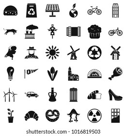 Windmill icons set. Simple set of 36 windmill vector icons for web isolated on white background