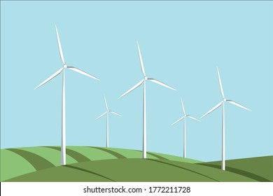 Ilustración del molino de viento. Energía eólica alternativa