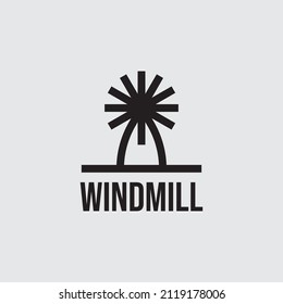 Plantilla vectorial de diseño de logotipo de ilustración de molino de viento