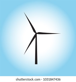 Windmill illustration on blue background. Vector
