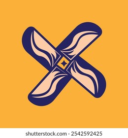 windmill illustration vector design in peach and blue colors in a simple style. suitable for logos, icons, posters, advertisements, banners, companies, t-shirt designs, stickers, websites