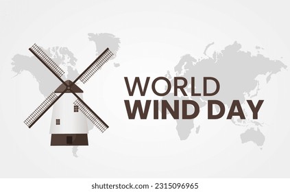 Windmill illustrations good for global wind day celebration. juni 16. Flat design, flyer design, flat vector illustration 