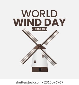 Windmill illustrations good for global wind day celebration. juni 16. Flat design, flyer design, flat vector illustration 