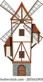 Molino de viento aislado en ilustración de fondo blanco