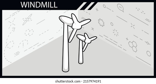 Windmill isometric design icon. Vector web illustration. 3d colorful concept