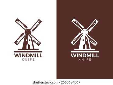 windmill with knife logo. food, restaurant vector design concept