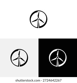 Windmill with leaf logo design icon illustration