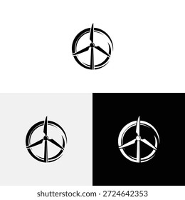 Windmill with leaf logo design icon illustration
