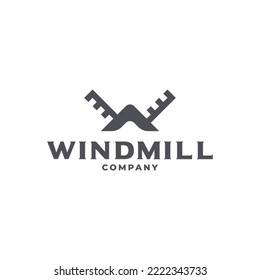 Plantilla de diseño del logotipo de molino de viento y letra W para la empresa agrícola y agrícola.