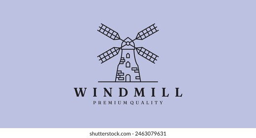 línea de molino de viento arte logo Ilustración vectorial diseño minimalista