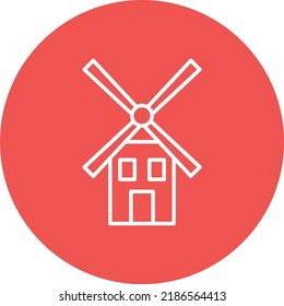 Windmill line circle icon vector image. Can also be used for web apps, mobile apps and print media.