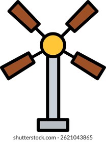 Windmill Line Filled Vector Icon Design