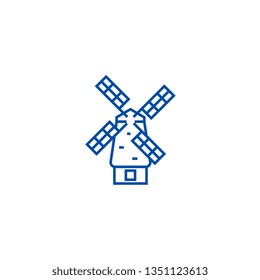 Windmill line icon concept. Windmill flat  vector symbol, sign, outline illustration.