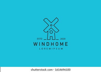 Windmill line icon. Windmill home outline logo vector. emblem design