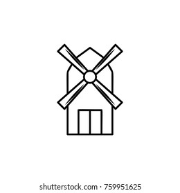 Windmill line icon on white background