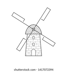 windmill line icon and symbol on white background