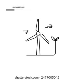 Windmill Line Icon Vector Design.