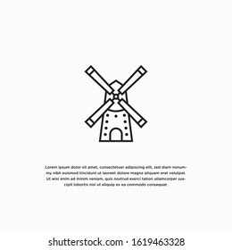 Windmill with line style logo icon design template vector illustration
