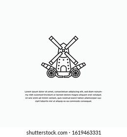 Windmill with line style logo icon design template vector illustration