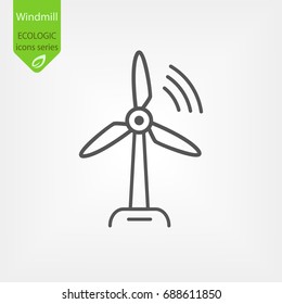 Windmill Line Vector Icon