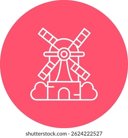 Windmill Line vector Icon Design