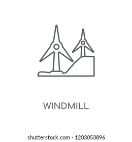 Windmill linear icon. Windmill concept stroke symbol design. Thin graphic elements vector illustration, outline pattern on a white background, eps 10.