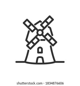 Windmill, linear icon. Editable stroke