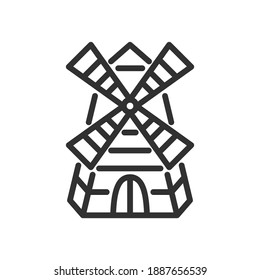 Windmill, linear icon. Line with editable stroke