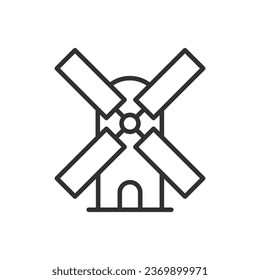 Windmill, linear icon. Line with editable stroke