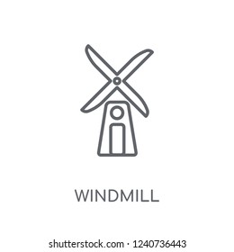 Windmill linear icon. Modern outline Windmill logo concept on white background from Architecture and Travel collection. Suitable for use on web apps, mobile apps and print media.