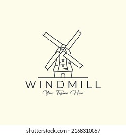 windmill with linear style logo icon template design. bakery, electric ,farm, wheat, rice vector illustration
