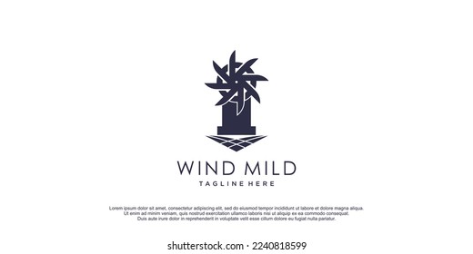 Windmill logo with creative concept design icon illustration