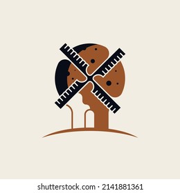 Windmill Logo Design Concept Vector. Building Logo Design Concept Vector