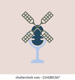 Windmill Logo Design Concept Vector. Building Logo Design Concept Vector