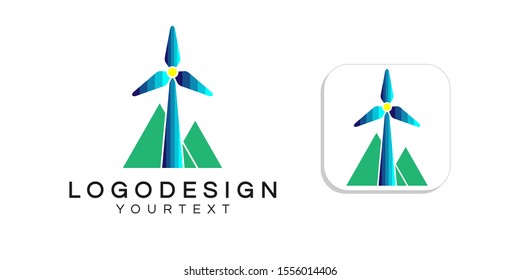 windmill logo design. icon app smartphone color full