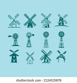 Windmill logo design set vector illustration