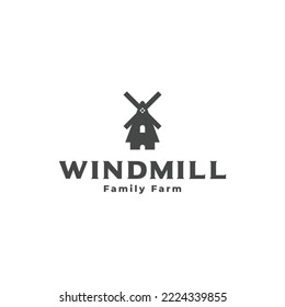 Windmill logo design template for family farm and agricultural company.